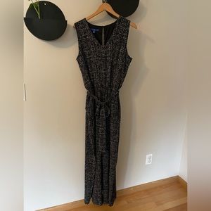 Apt. 9 Women’s Black & White Patterned V-Neck Jumpsuit with Tie Waist Size XL